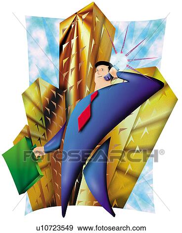 Business man on the phone View Large Illustration Stock Illustration - Business man on the phone. Fotosearch