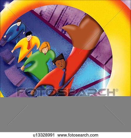 Business professionals reaching for the gold ring View Large Illustration Clip Art - Business professionals reaching for the gold ring. Fotosearch