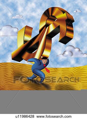 Stock Illustration - Carrying the money burden on your back. Fotosearch