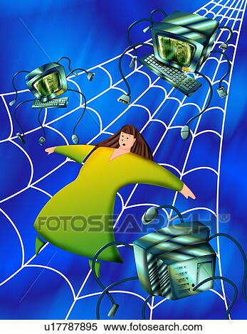 Caught in the computer Web View Large Illustration Stock Illustration - Caught in the computer Web. Fotosearch
