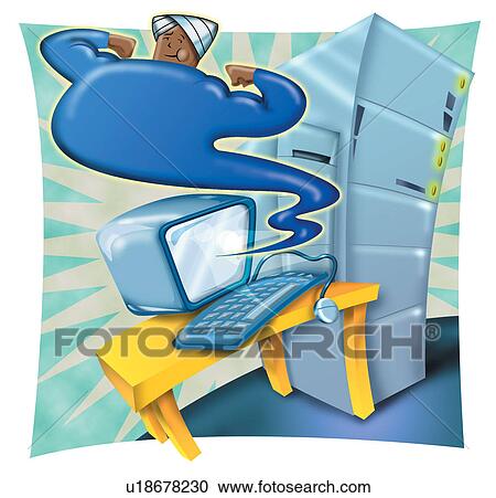 Clipart - Computer geanie. Fotosearch