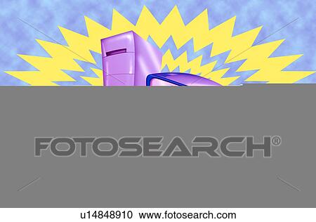 Clipart - Desktop computer. Fotosearch