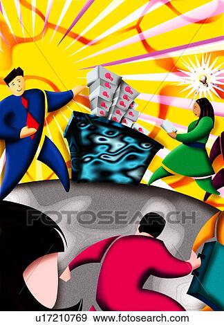 Stock Illustration - Sharing ideas with colleagues. Fotosearch