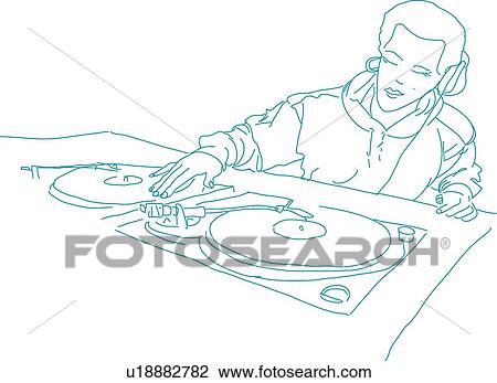 dj wireframe View Large Illustration Drawing - dj wireframe. Fotosearch