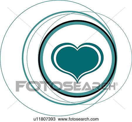 Drawing - heart and swirls. Fotosearch