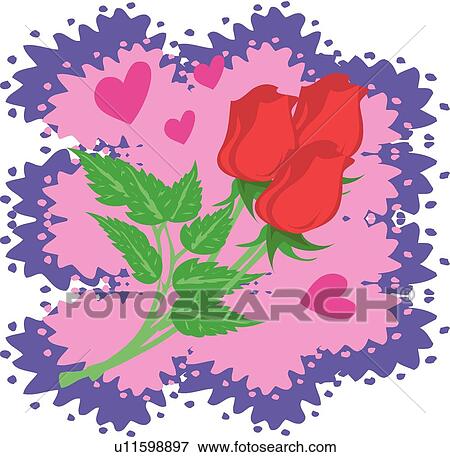 Stock Illustration - valentines roses and heart. Fotosearch