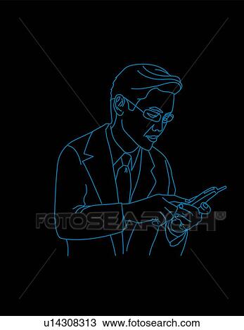 Dailing cell phone View Large Illustration Drawing - Dailing cell phone. Fotosearch