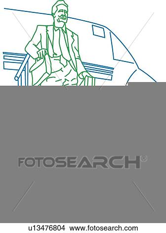 Getting off a plane View Large Illustration Stock Illustration - Getting off a plane. Fotosearch