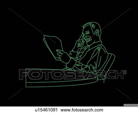 Clip Art - Man reading the paper. Fotosearch