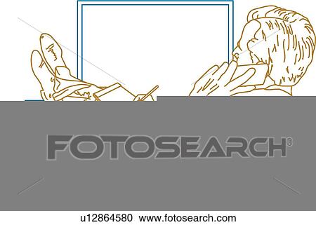 Taking notes while on the phone View Large Illustration Clipart - Taking notes while on the phone. Fotosearch