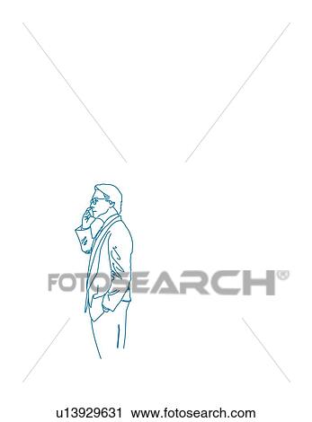 Clip Art - Talking business on the cell phone. Fotosearch