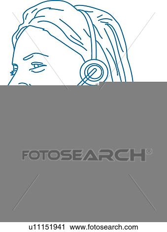 Telemarketer with headset View Large Illustration Clip Art - Telemarketer with headset. Fotosearch