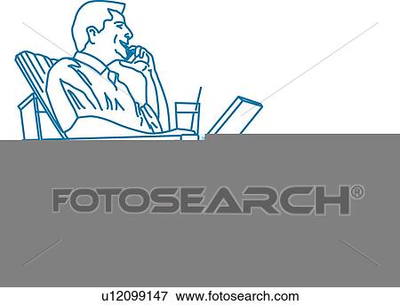 Stock Illustration - Working at the beach. Fotosearch