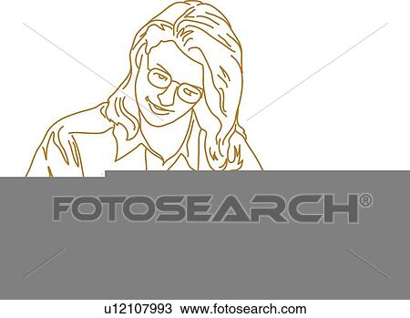 Working on a laptop View Large Illustration Drawing - Working on a laptop. Fotosearch