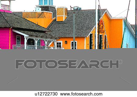 Clipart - Beach shops on the pier. Fotosearch