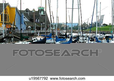 Boats at the dock View Large Illustration Drawing - Boats at the dock. Fotosearch