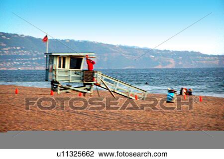 Life Guard Post at the Beach View Large Illustration Drawing - Life Guard Post at the Beach. Fotosearch