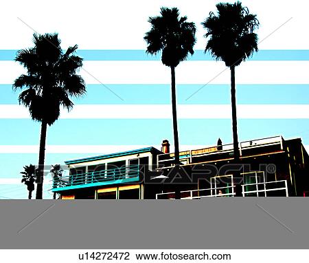 Drawing - Palm Tree in artistic sunset. Fotosearch