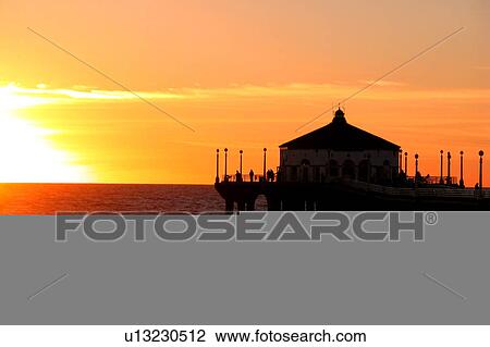 Drawing - Sunset at the pier. Fotosearch