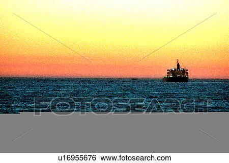 Stock Illustration - Sunset Beach Scene. Fotosearch