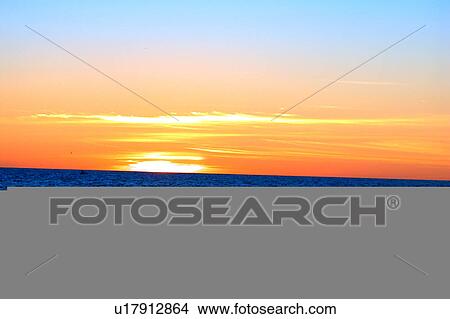 Stock Illustration - Sunset Beach Scene. Fotosearch