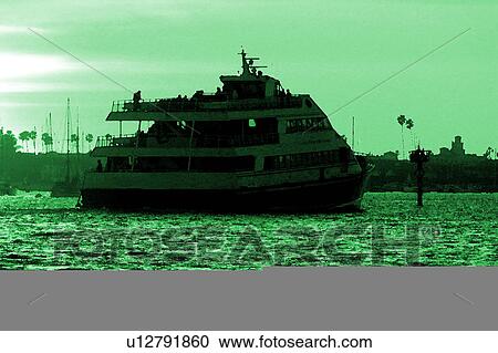 boat in the ocean with buildings in background View Large Illustration Clipart - boat in the ocean with buildings in background. Fotosearch