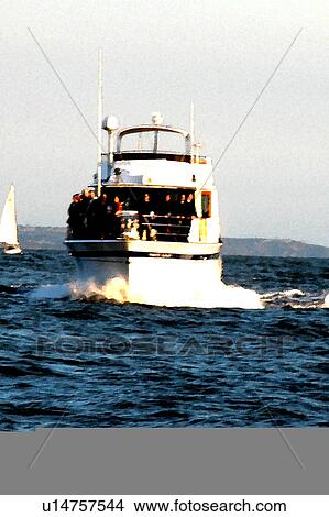 front view of boat in ocean View Large Illustration Stock Illustration - front view of boat in ocean. Fotosearch