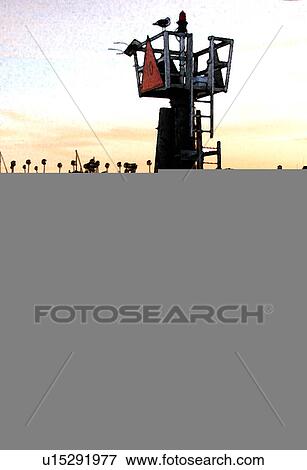 look out tower in ocean View Large Illustration Stock Illustration - look out tower in ocean. Fotosearch