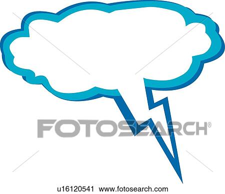 Clip Art - cloud and lightening dialogue balloon. Fotosearch