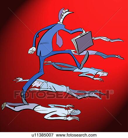 Businessman walking over dead bodies View Large Illustration Stock Illustration - Businessman walking over dead bodies. Fotosearch