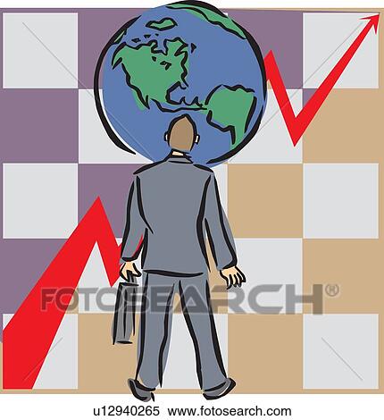 Stock Illustration - Rear view of businessman holding briefcase. Fotosearch