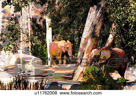 elephants and trees View Large Illustration Stock Illustration - elephants and trees. Fotosearch