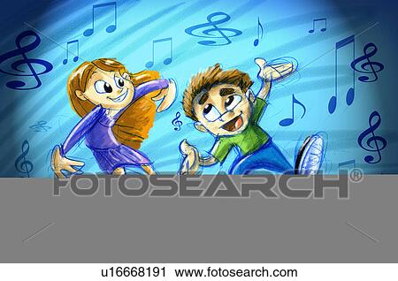boy and girl dancing View Large Illustration Clip Art - boy and girl dancing. Fotosearch