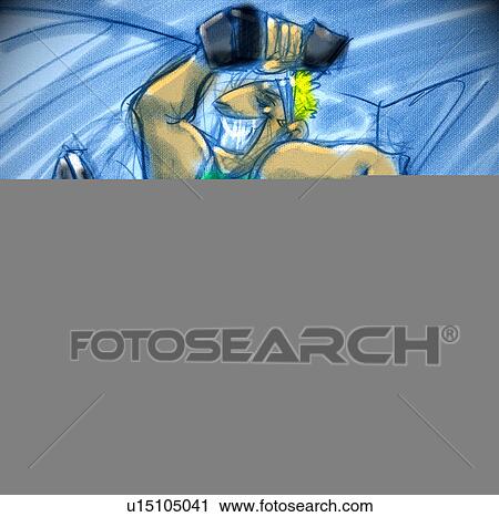 Clip Art - man exercising and lifting weights. Fotosearch