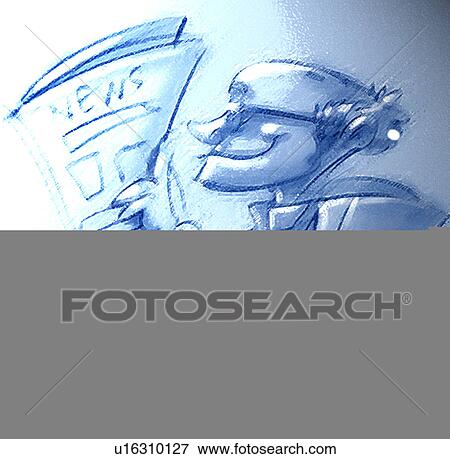 man reading newspaper View Large Illustration Stock Illustration - man reading newspaper. Fotosearch