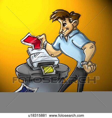 Clip Art - man sending fax. Fotosearch