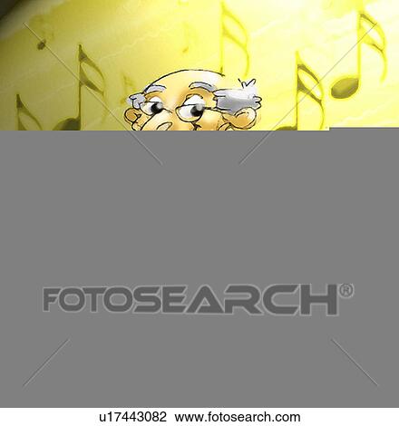 Drawing - old man playing guitar. Fotosearch