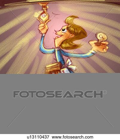 woman changing light bulb View Large Illustration Stock Illustration - woman changing light bulb. Fotosearch