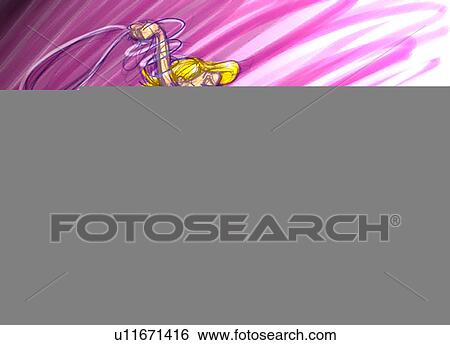 Stock Illustration - woman vacuuming. Fotosearch