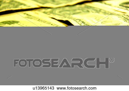 Drawing - assortment of money bills. Fotosearch