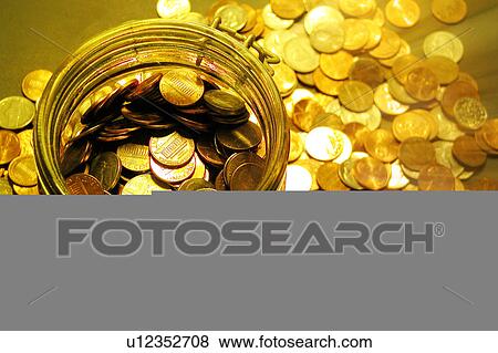 closeup of coins in and around jar View Large Illustration Stock Illustration - closeup of coins in and around jar. Fotosearch
