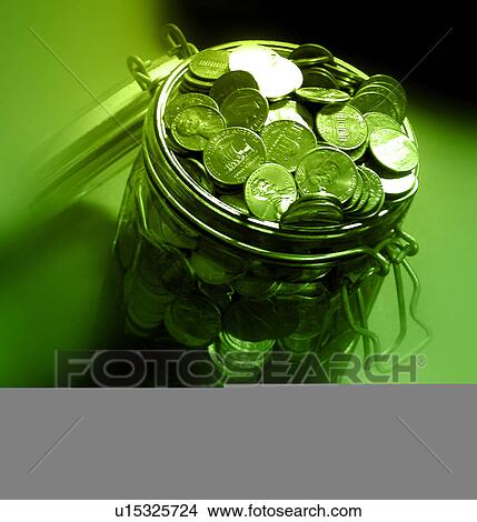 closeup of coins in and around jar View Large Illustration Stock Illustration - closeup of coins in and around jar. Fotosearch