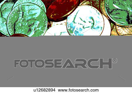 closeup of coins View Large Illustration Stock Illustration - closeup of coins. Fotosearch