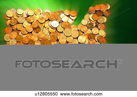 Clipart - coins shaped like the U. S.. Fotosearch
