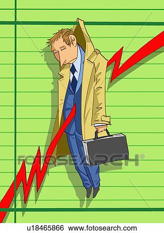Businessman defeated by stock market failure View Large Illustration Stock Illustration - Businessman defeated by stock market failure. Fotosearch
