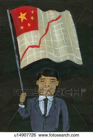 Businessman holding stock chart flag View Large Illustration Stock Illustration - Businessman holding stock chart flag. Fotosearch