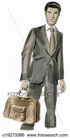 Stock Illustration - Businessman with briefcase. Fotosearch
