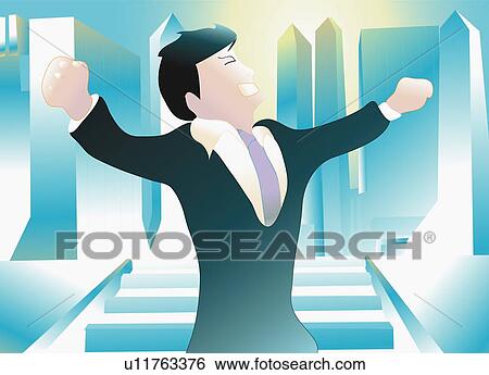 Excited businessman View Large Illustration Stock Illustration - Excited businessman. Fotosearch