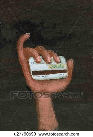 Clipart - Hand holding credit card. Fotosearch