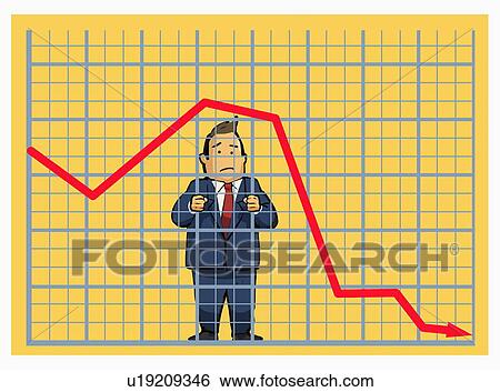 Stock Illustration - Man behind stock chart bars. Fotosearch